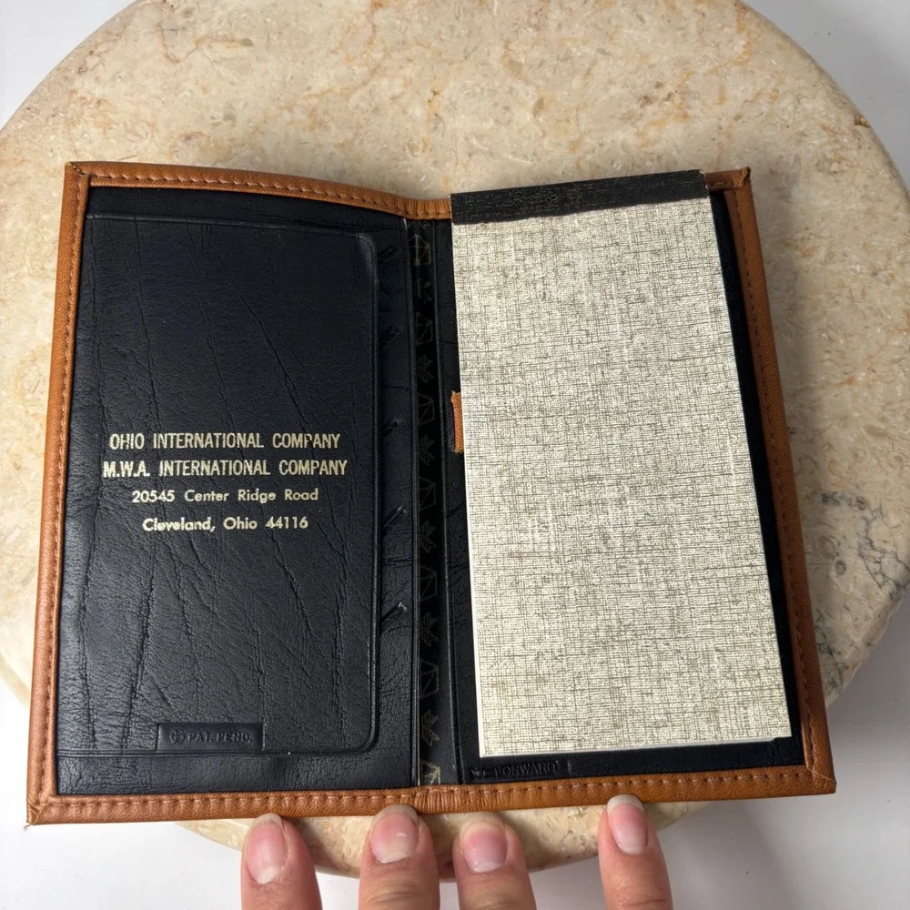 Ohio International Company Checkbook Cover OS Brown Leather Vintage Bifold